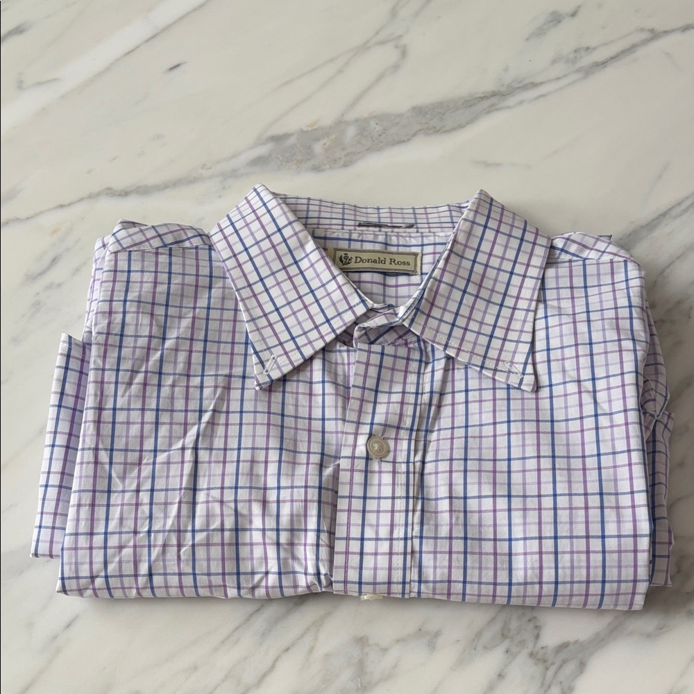 Donald Ross Purple Checkered Dress Shirt